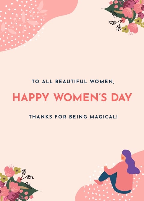 Happy Womens Day Greeting Card Template