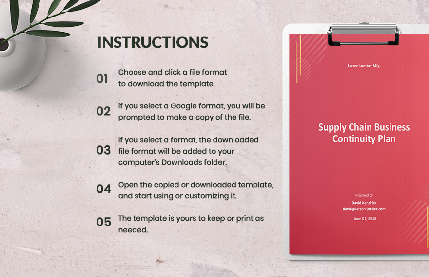 Supply Chain Business Continuity Plan Template