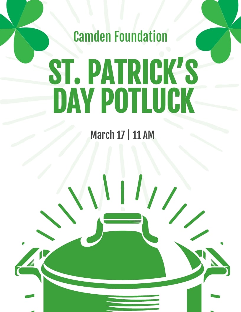 St. Patricks Day Potluck Flyer Templat