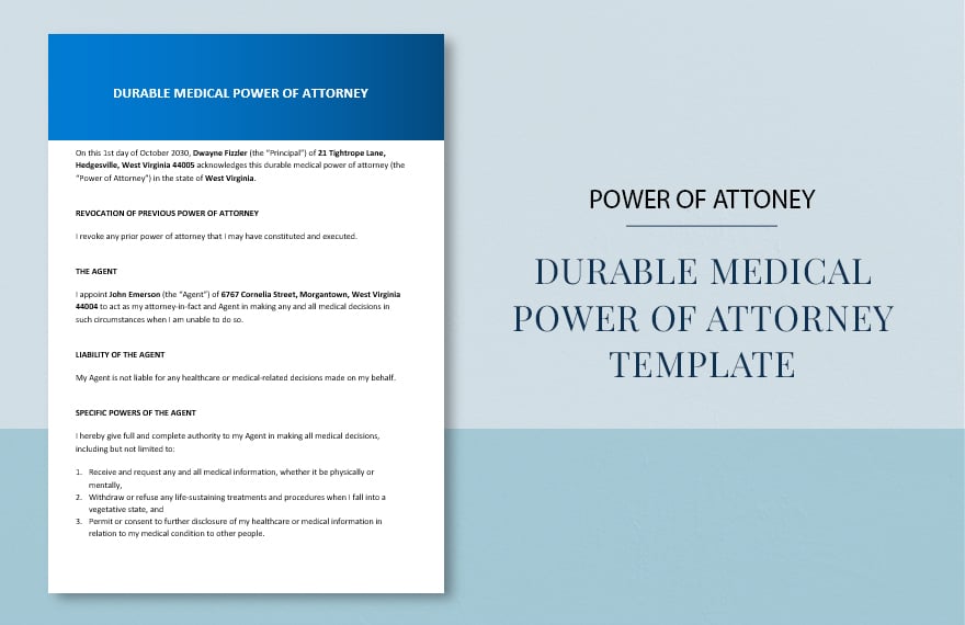 Durable Medical Power of Attorney Template