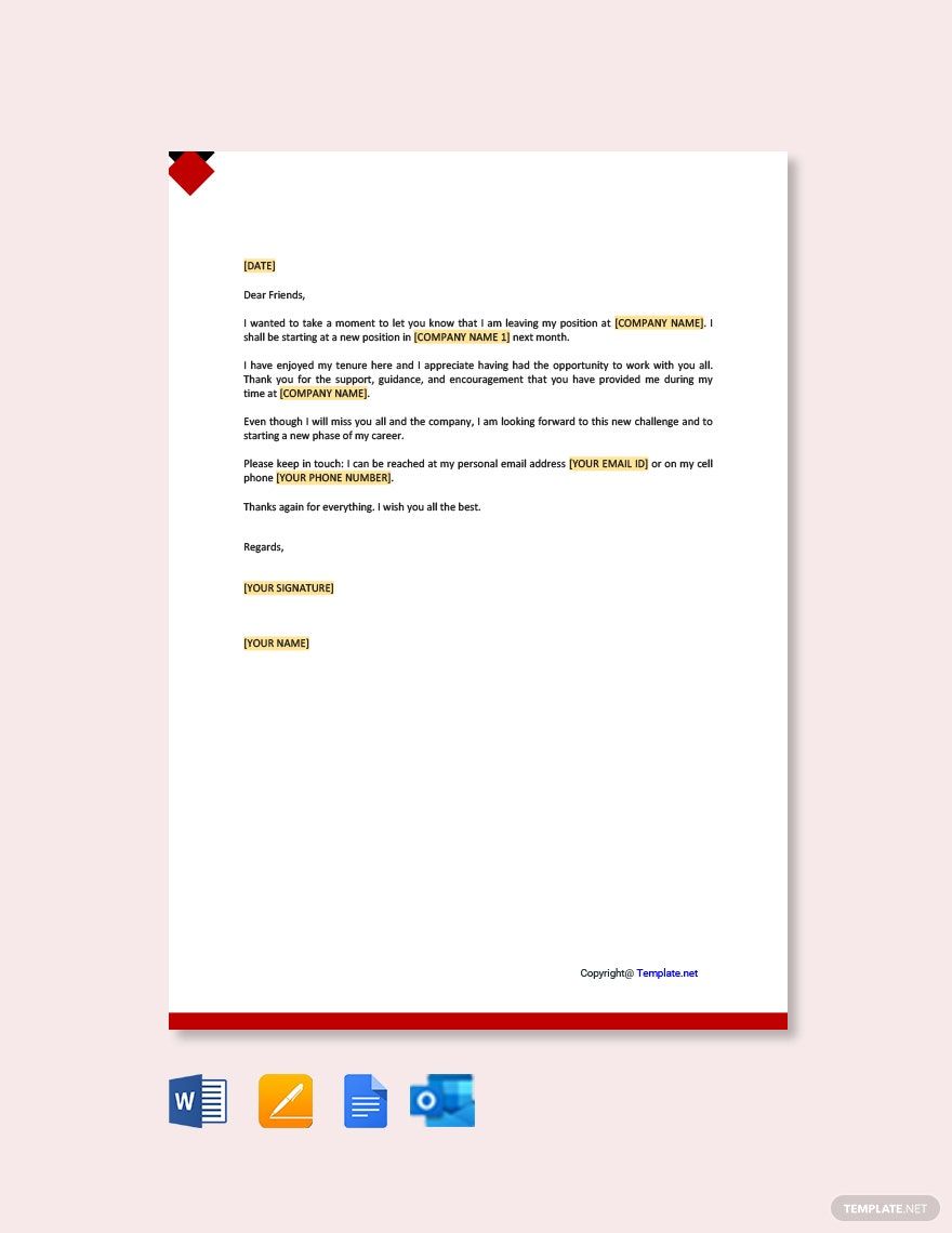 Free Farewell Letter Saying Goodbye to Colleagues in Word, Google Docs, PDF, Apple Pages, Outlook