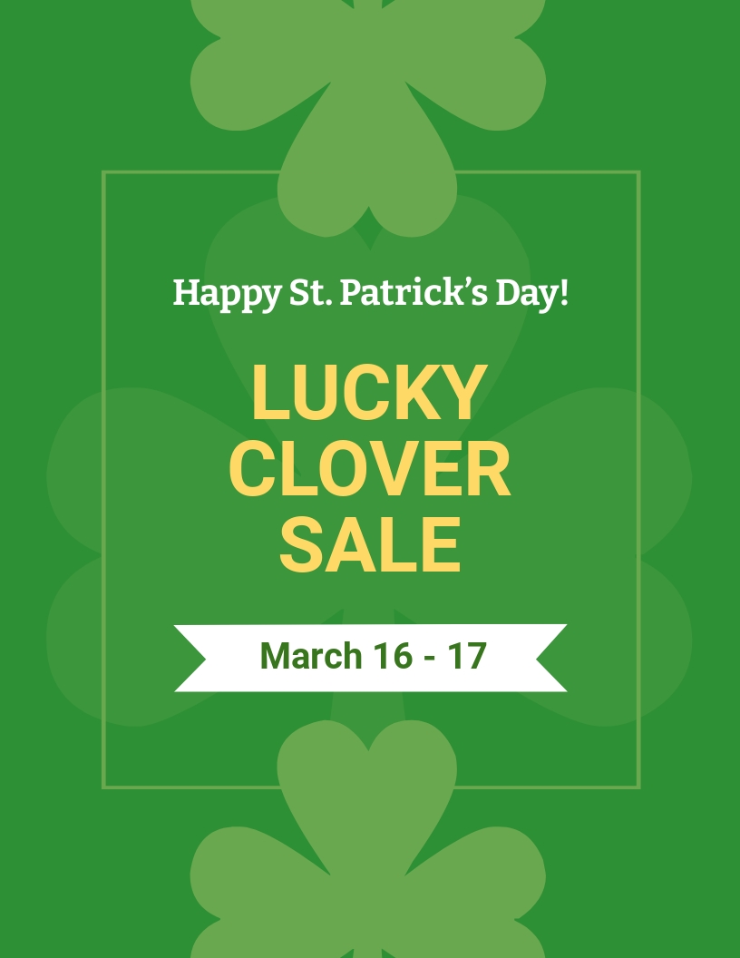 St. Patricks Day Sale Flyer Template in Google Docs, Publisher, Word