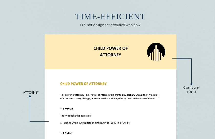 Child Power of Attorney Template
