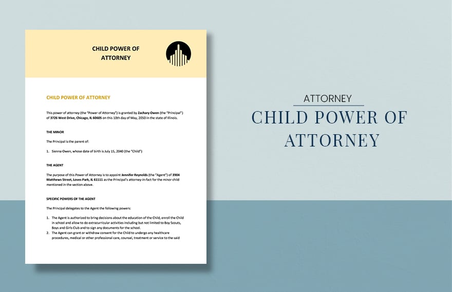 Child Power of Attorney Template