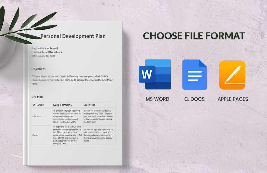 Sample Personal Development Plan Template