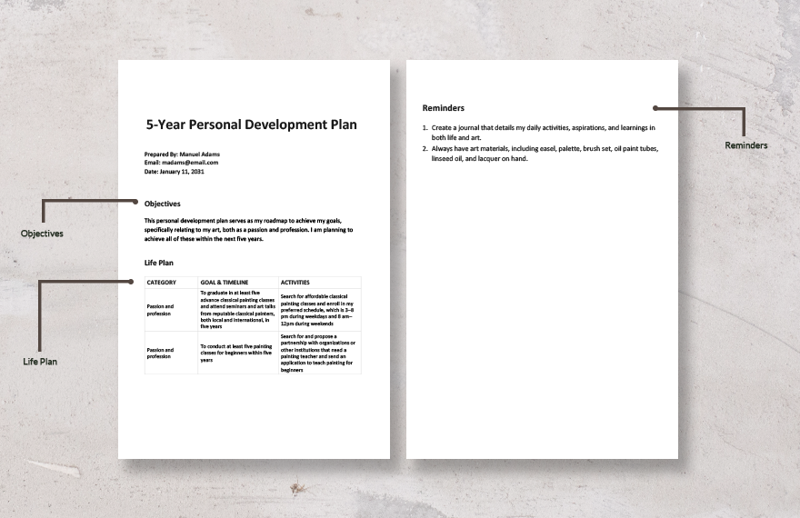5-Year Personal Development Plan Template