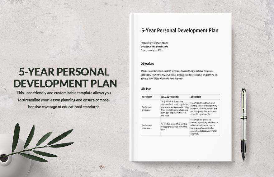 5-Year Personal Development Plan Template in Word, PDF, Google Docs, Pages - Download | Template.net