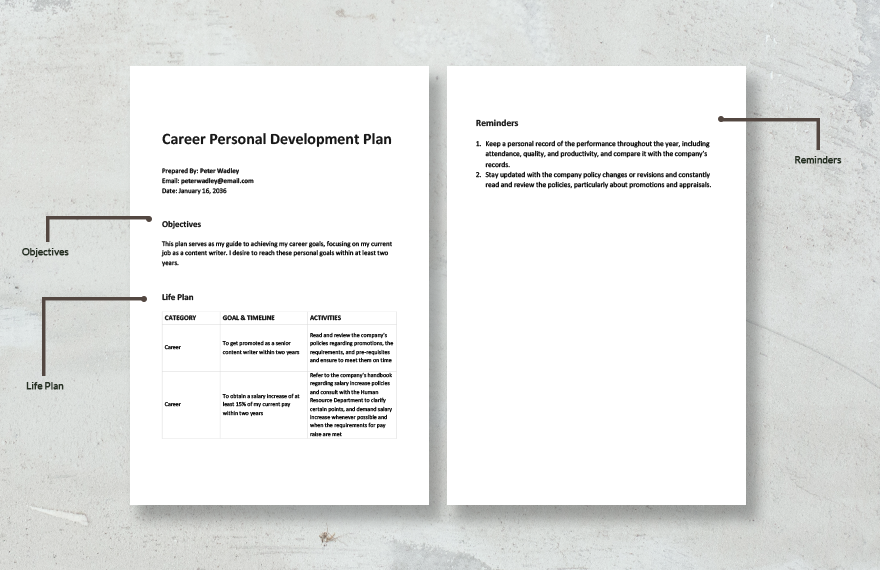 Career Personal Development Plan Template