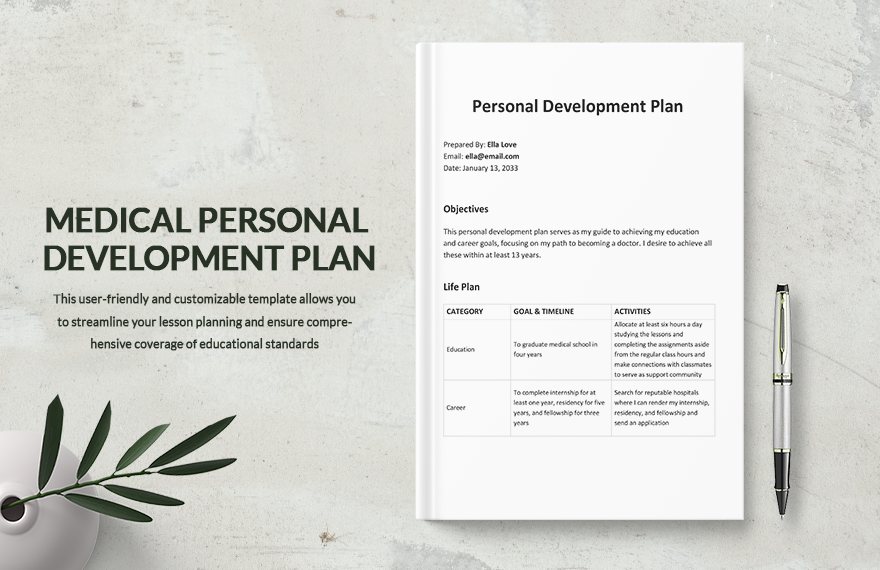 Medical Personal Development Plan Template