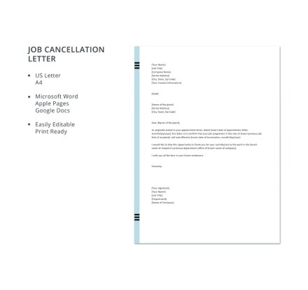 Free Cancellation of Appointment Letter Template in Microsoft Word ...