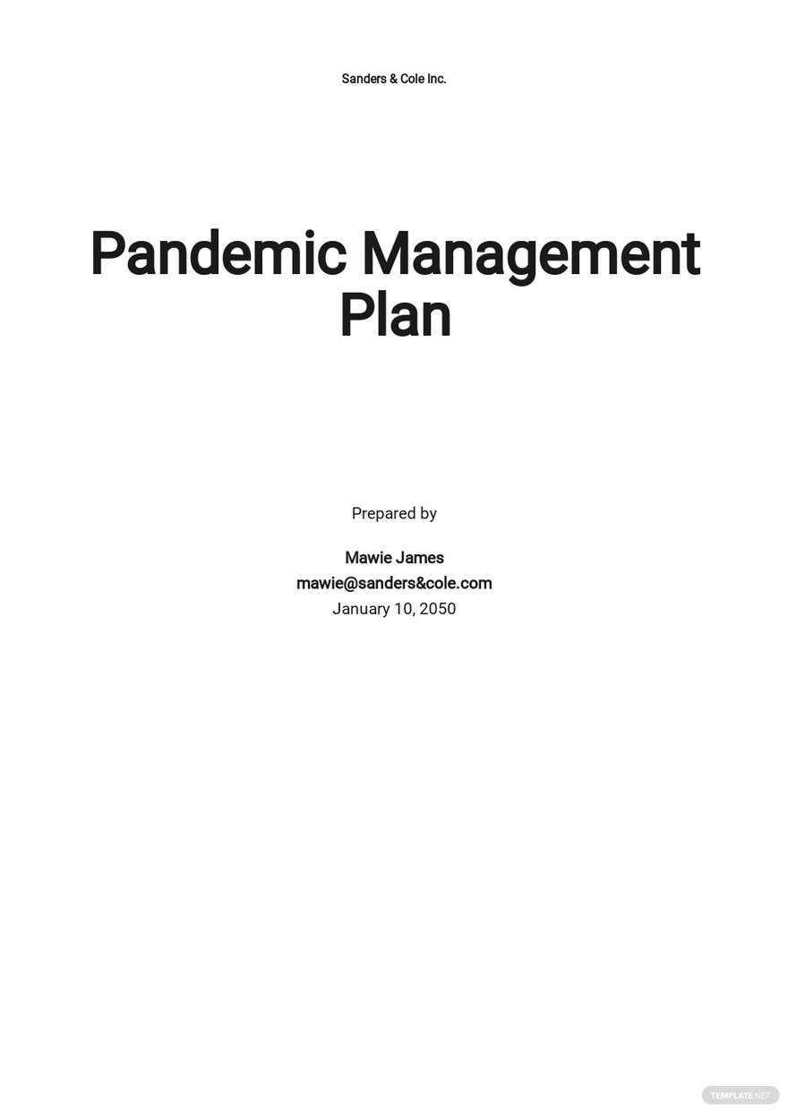 Free Corporate Pandemic Plan Template Google Docs Word Apple Pages