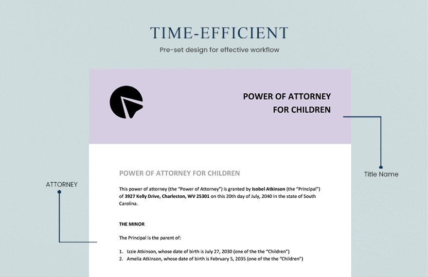 Power of Attorney for Children Template