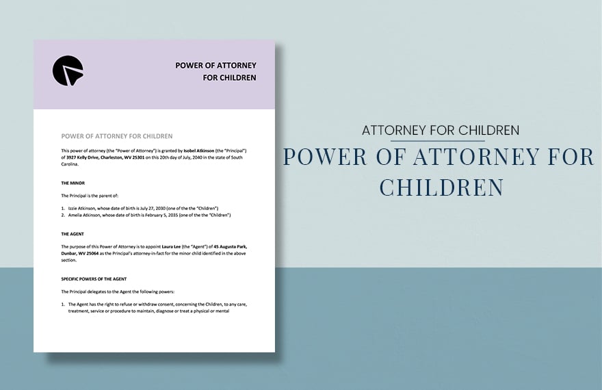 Free Power of Attorney for Children Template in Word, Google Docs