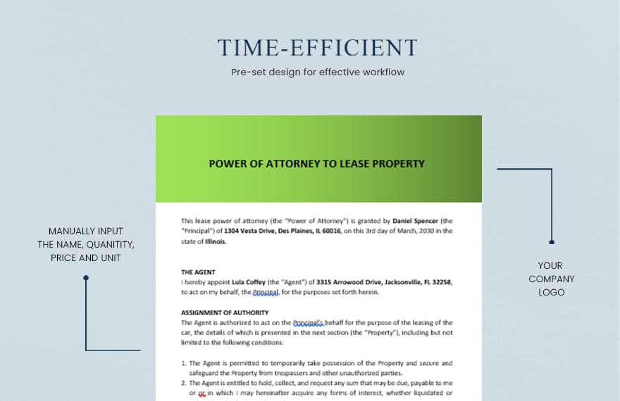 Car Lease Power of Attorney Template