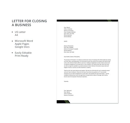 Letter For Closing A Business Template: Download 700+ Letters In Word 