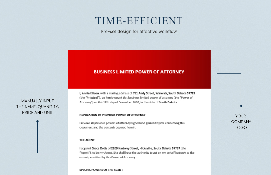 Business Limited Power of Attorney Template