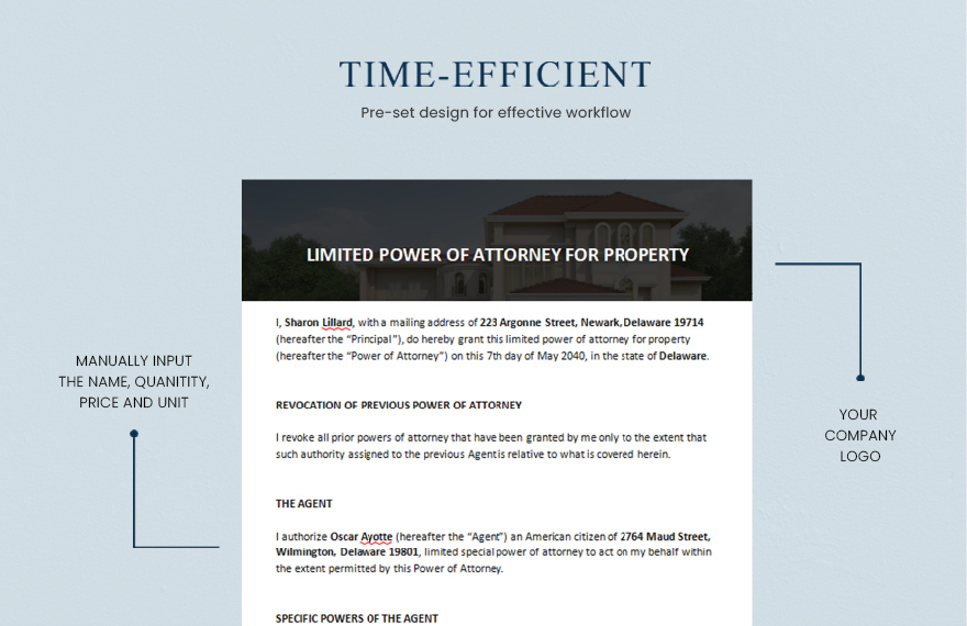 Limited Power of Attorney for Property Template