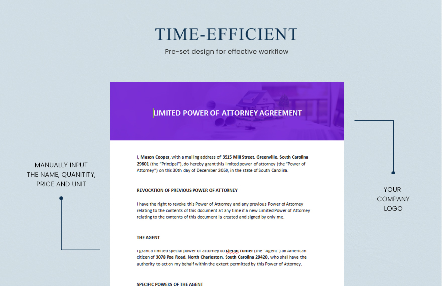 Limited Power of Attorney Agreement Template