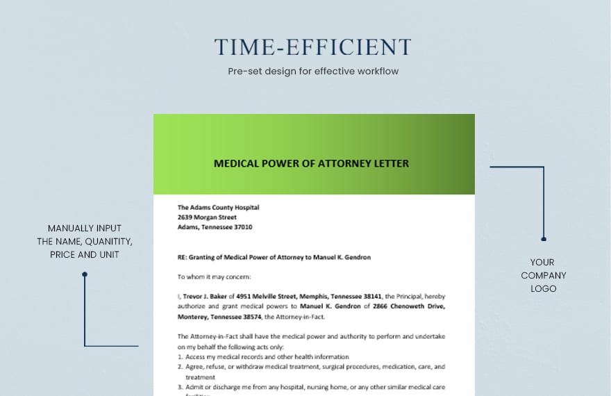 Medical Power Of Attorney Letter