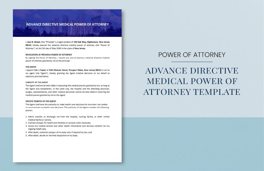 Advance Directive Medical Power Of Attorney Template