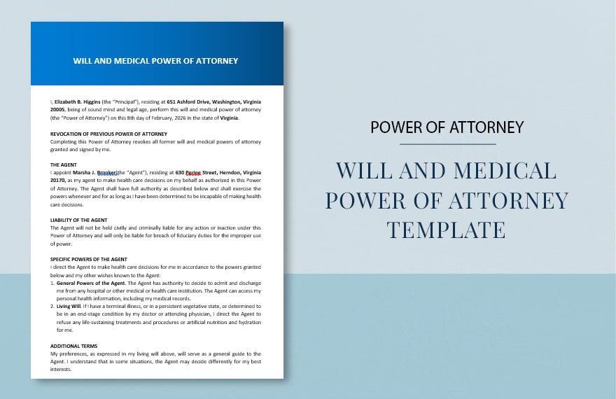 Will And Medical Power Of Attorney Template