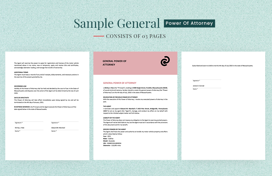 Free Sample General Power Of Attorney Template in Word, Google Docs