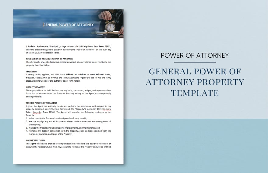 General Power Of Attorney Property Template in Word, Google Docs