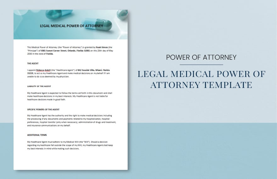 Legal Medical Power of Attorney Template