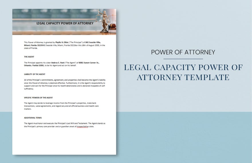 Legal Capacity Power of Attorney Template