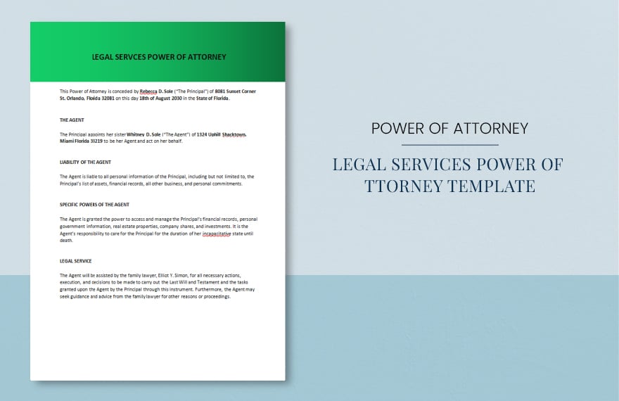 Legal Services Power of Attorney Template in Word, Google Docs