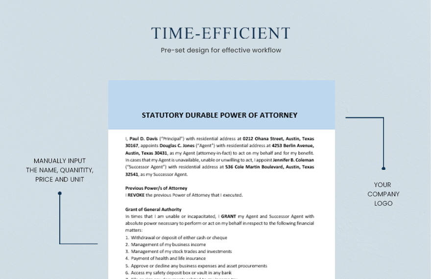 Statutory Durable Power of Attorney Template