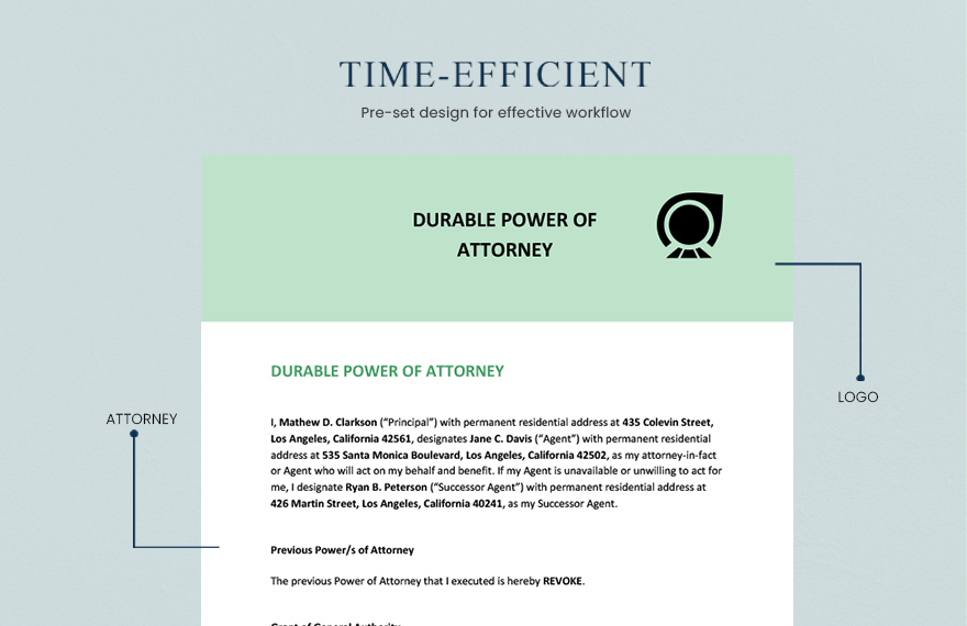 Agent Durable Power of Attorney Template