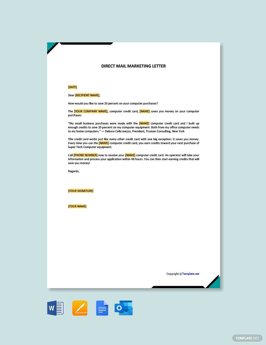 Sample Direct Mail Marketing Letter in Google Docs, Word, Google Docs, Pages, Outlook, PDF - Download | Template.net