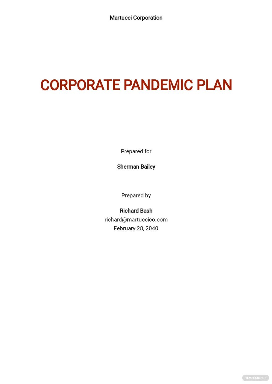Corporate Pandemic Plan Template