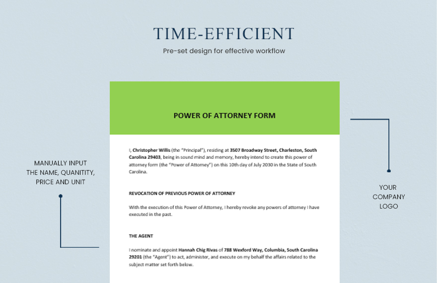 Sample Power of Attorney Form Template