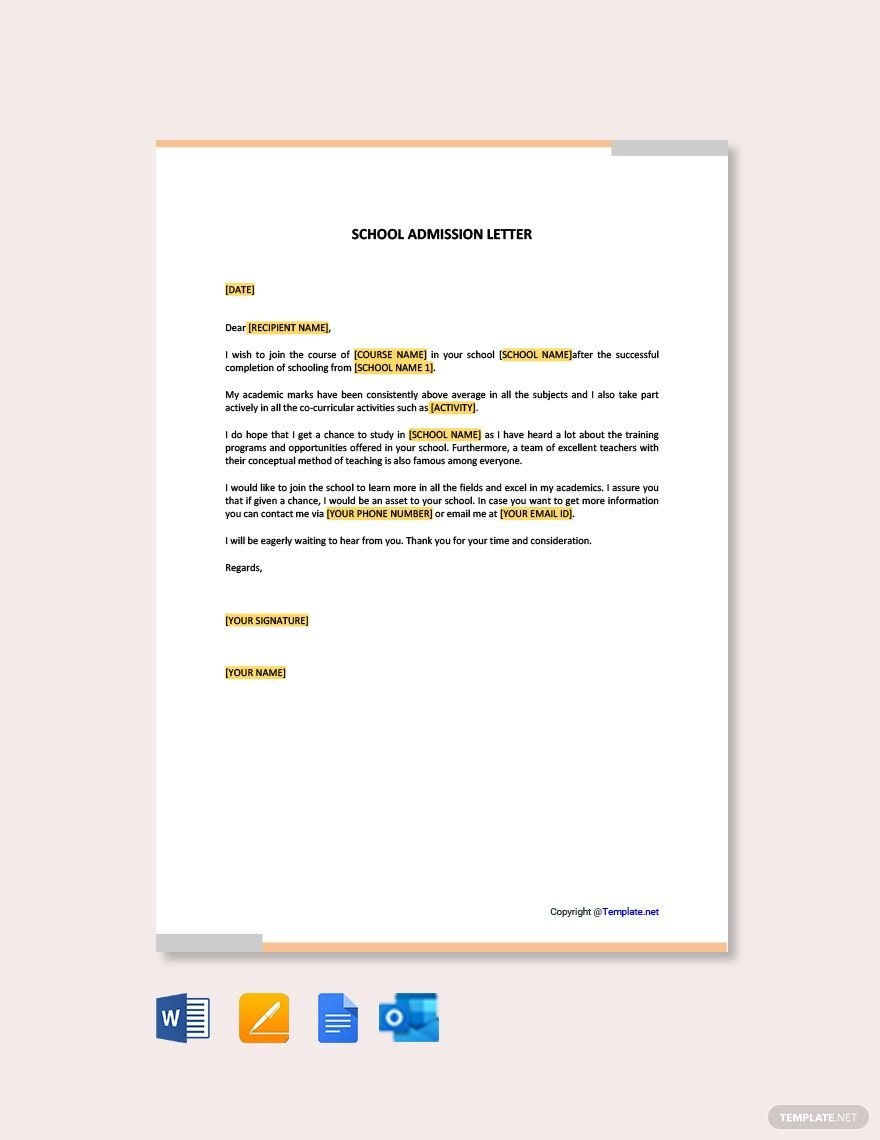 Free School Admission Letter Template