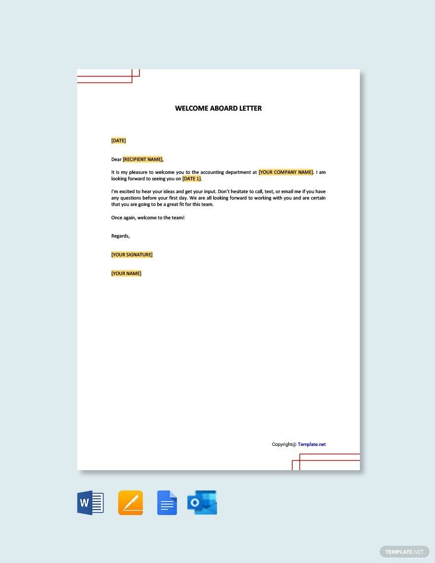 Welcome Aboard Letter Template