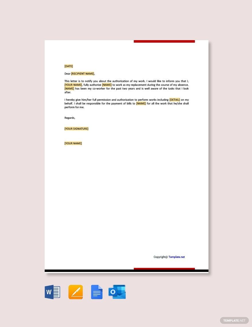 Editable Work Authorization Letter Template