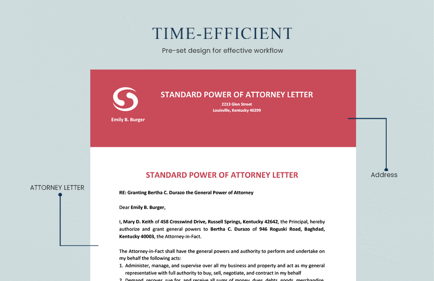 Standard Power of Attorney Letter