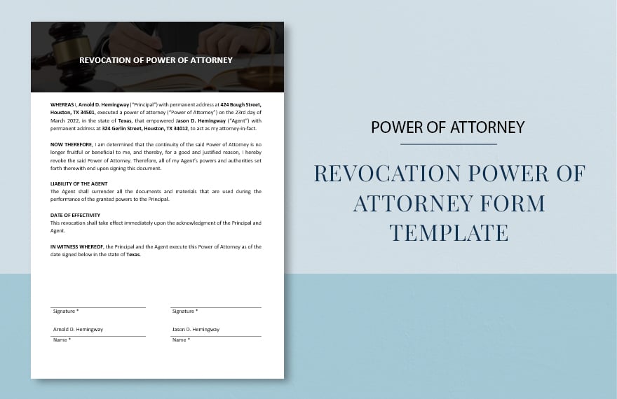 Revocation Power of Attorney Form Template