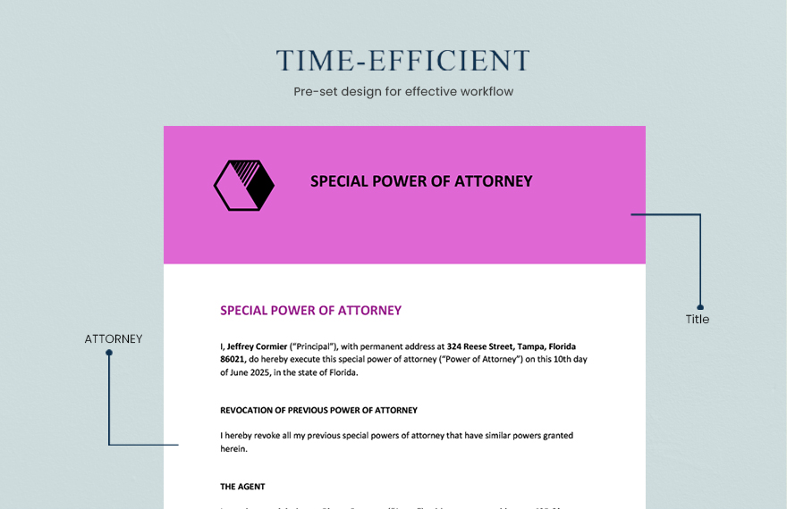 Special Power of Attorney Form Template