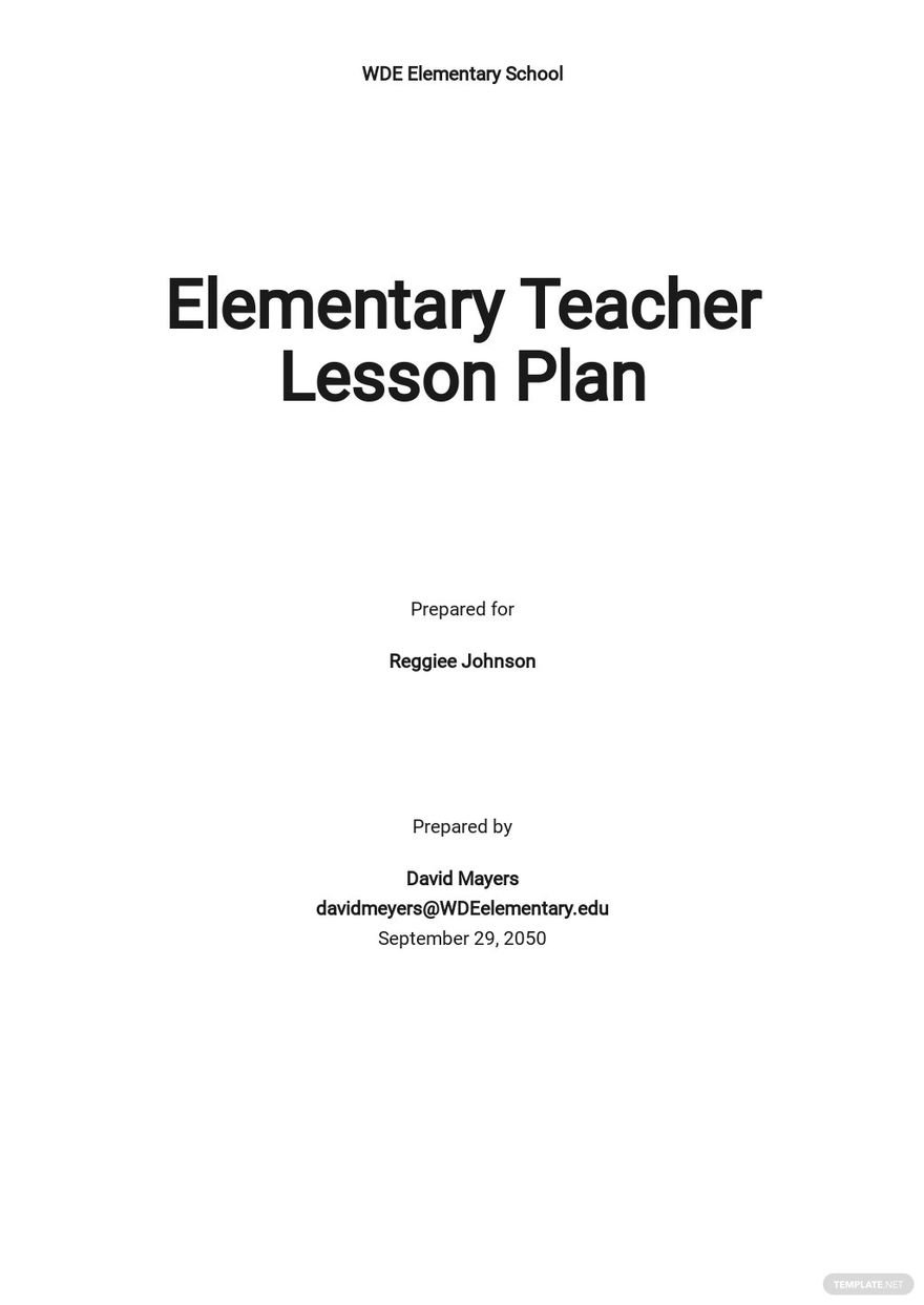 Elementary Teacher Lesson Plan Template