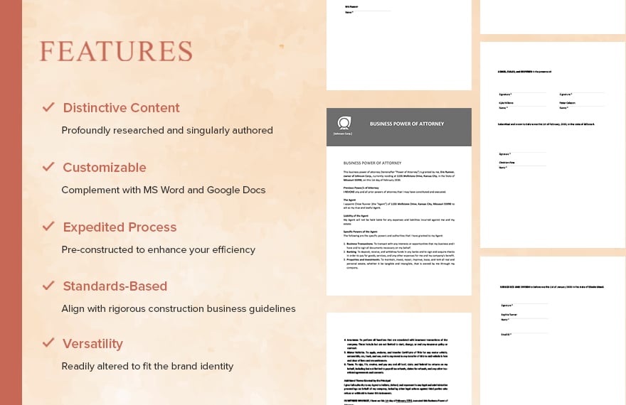 Sample Business Power of Attorney Template