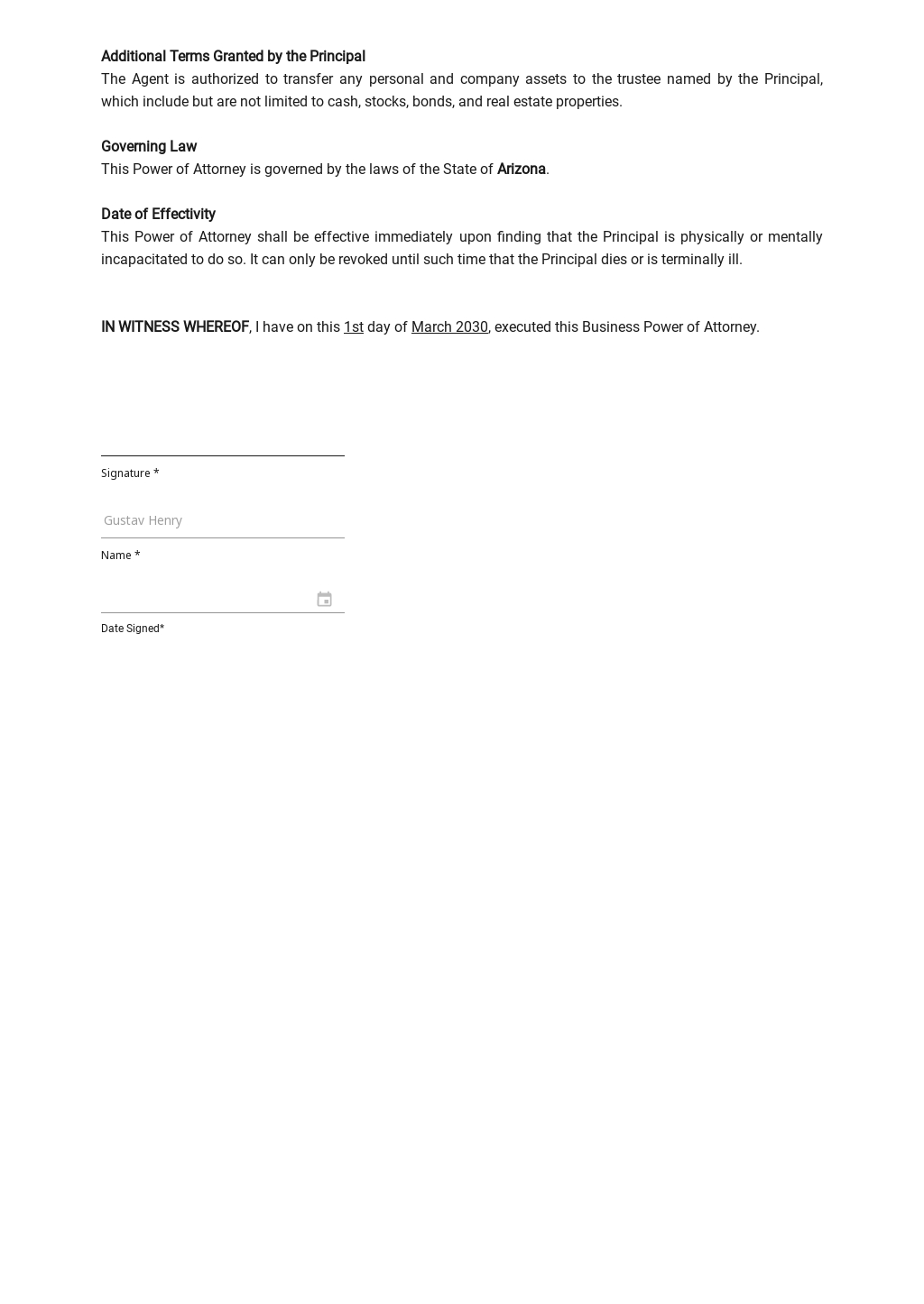 Free Business Lasting Power of Attorney Template - Google Docs, Word ...