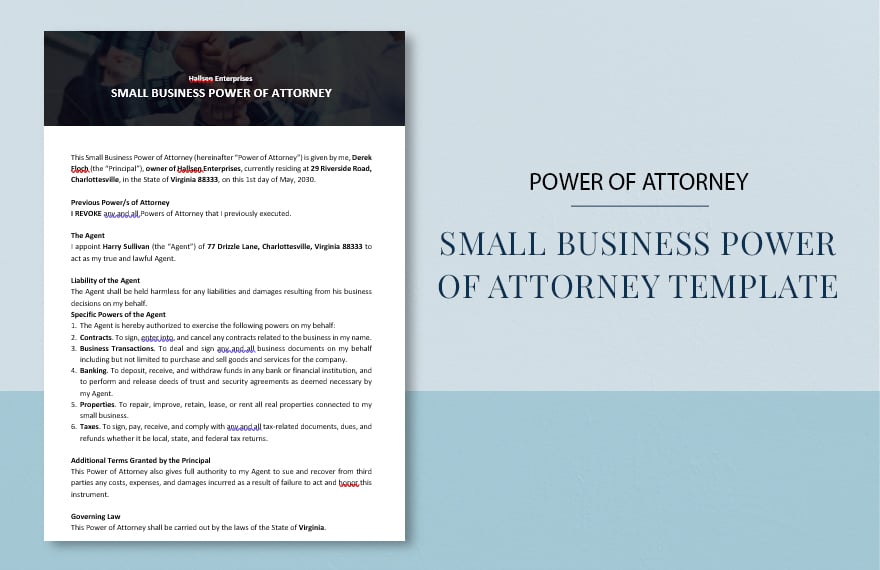 Small Business Power of Attorney Template