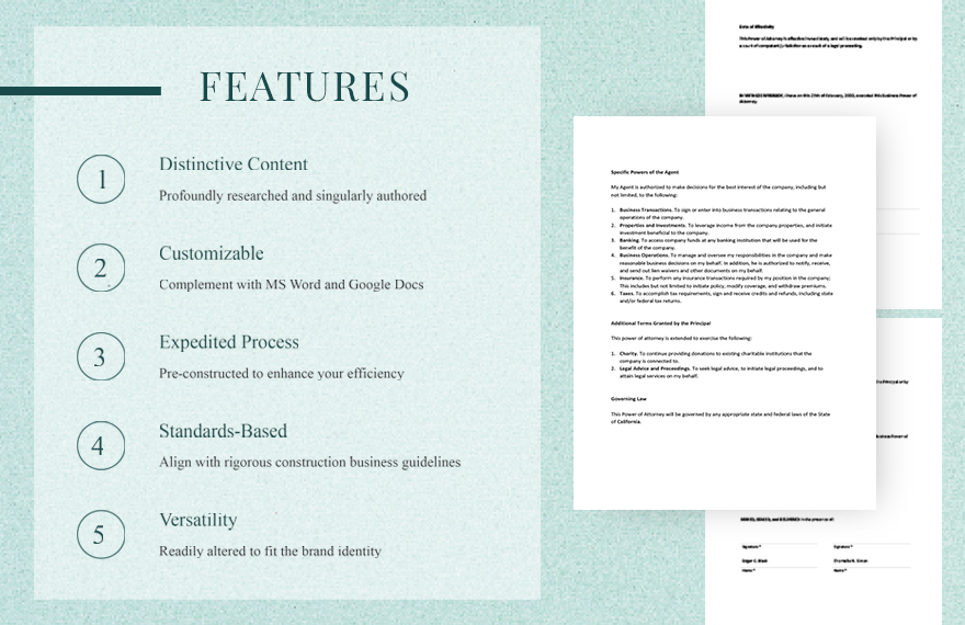 Power of Attorney for Business Partners Template