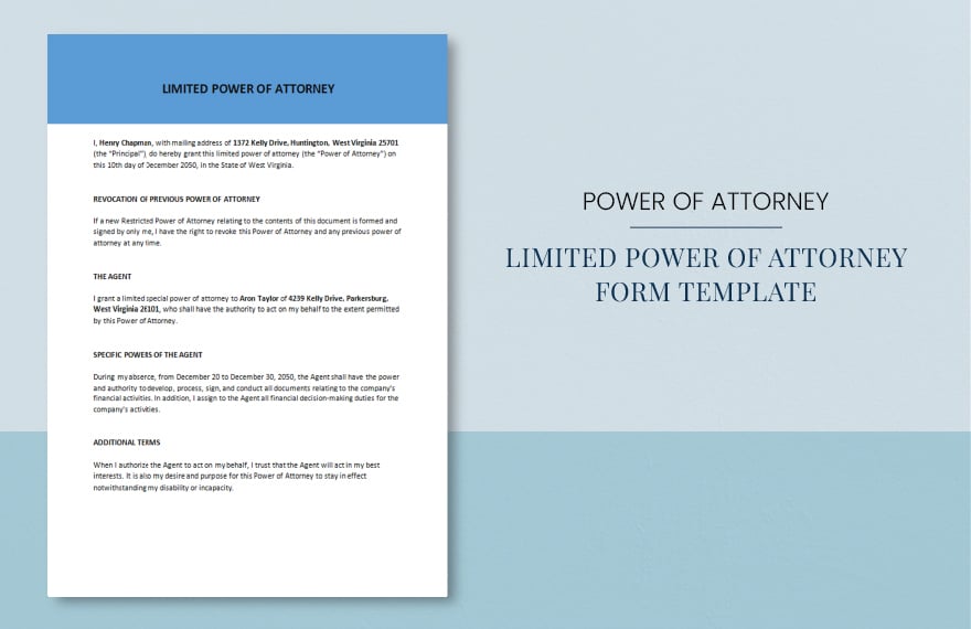 Limited Power of Attorney Form Template