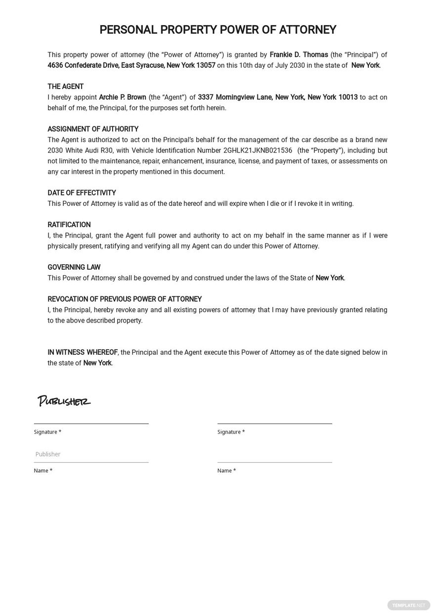 Buying Property Power of Attorney Template - Google Docs, Word