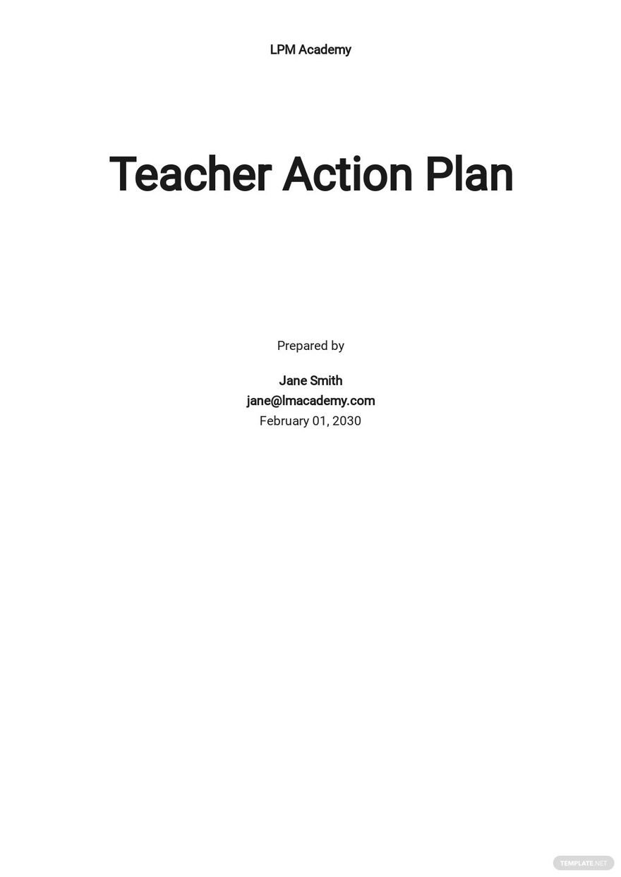 Teacher Action Plan Template