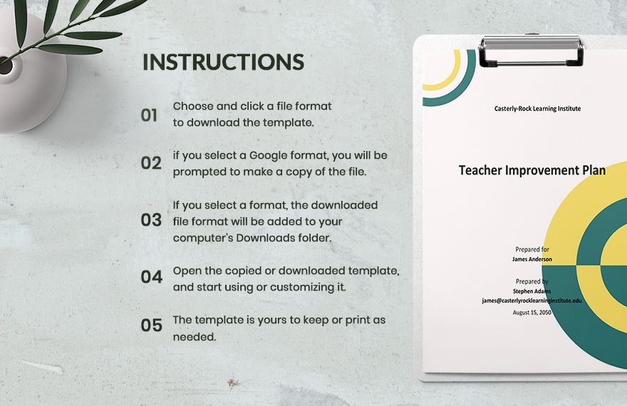 Teacher Improvement Plan Template